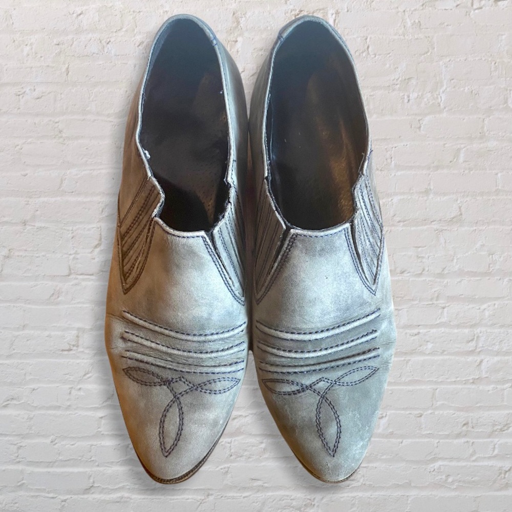Aldo Leather Cowboy Ankle Booties Grey